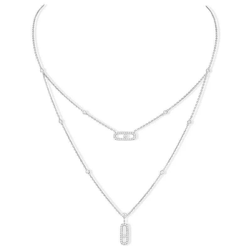 Messika Move Uno 2 Rows Pavé White Gold Diamond Necklace