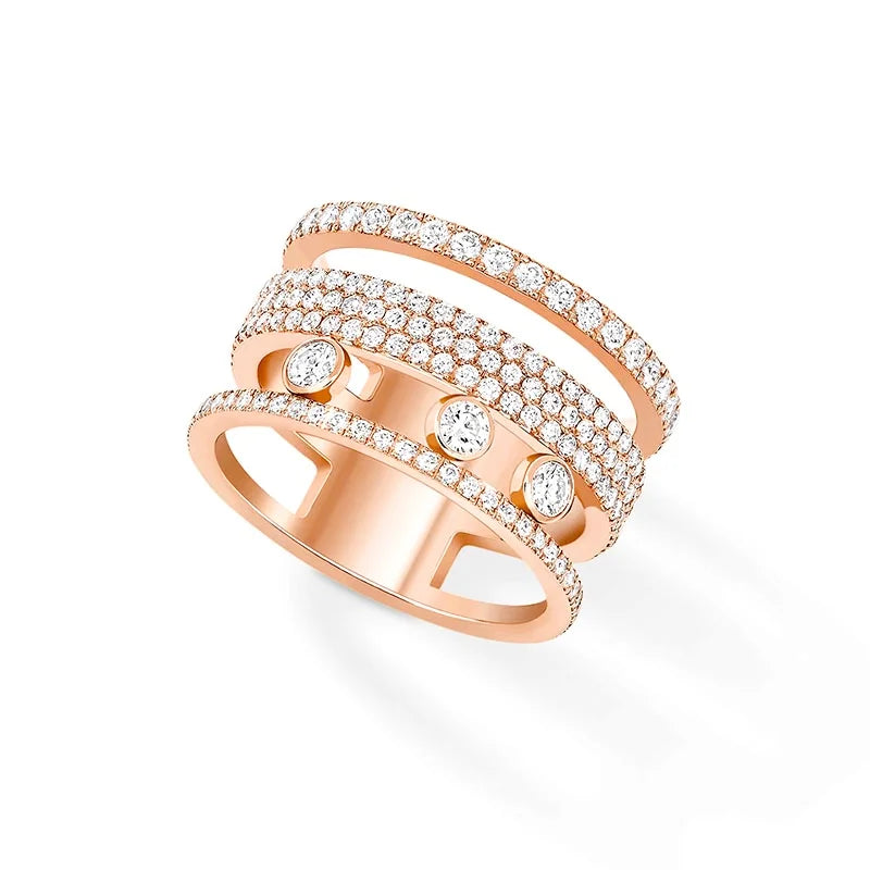 Messika Move Romane GM Rose Gold Pavé Diamond Ring