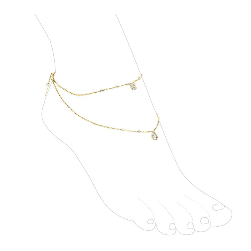 Messika My Twin Yellow Gold 2-Row Ankle Bracelet