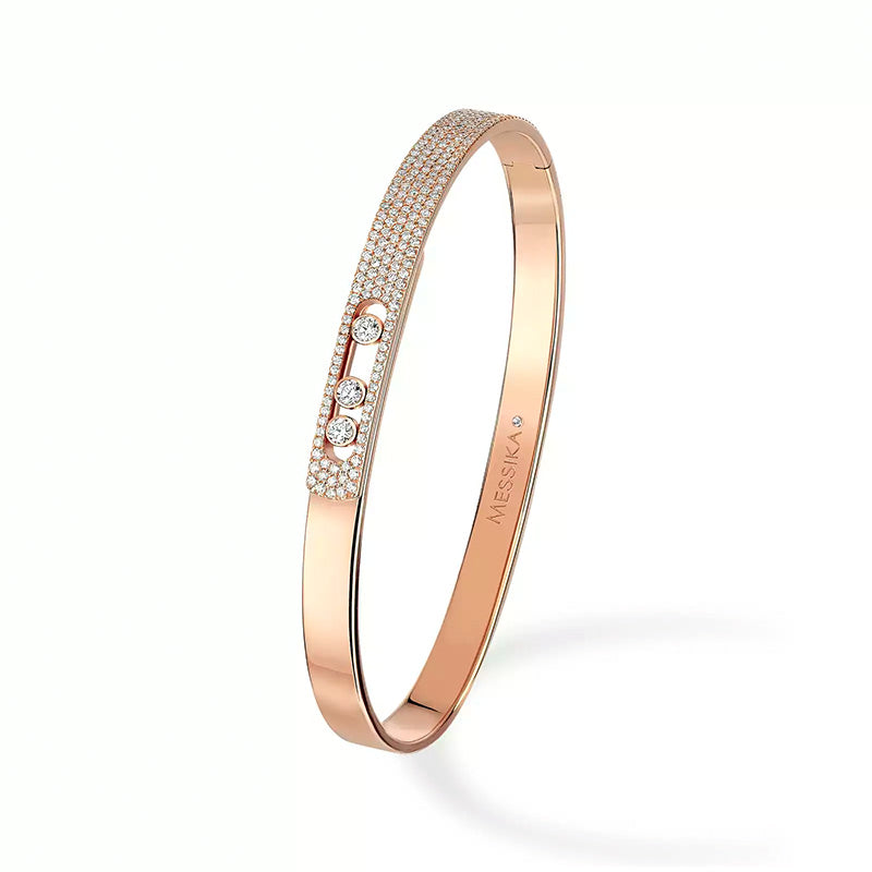 Messika Move Noa PM Semi Pavé Rose Gold Diamond Bangle