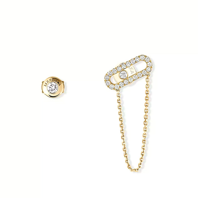 Messika Move Uno Yellow Gold Chain & Stud Diamond Earrings