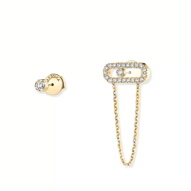 Messika Move Uno Yellow Gold Chain & Stud Diamond Earrings