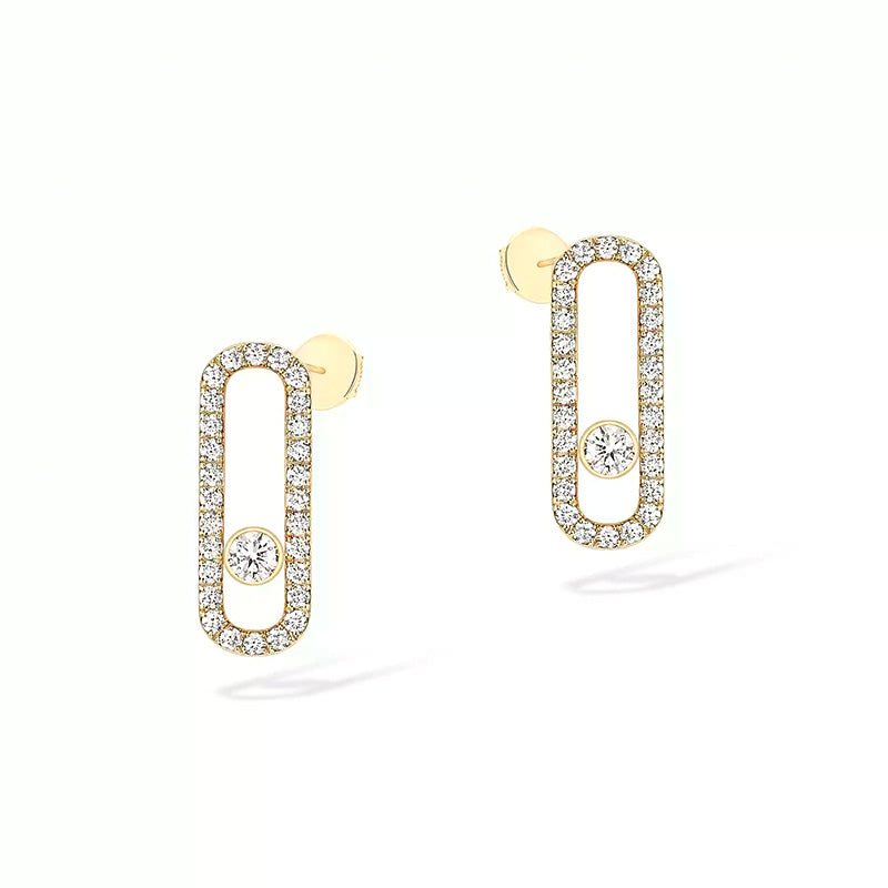 Messika Move Uno Yellow Gold Pavé Diamond Earrings