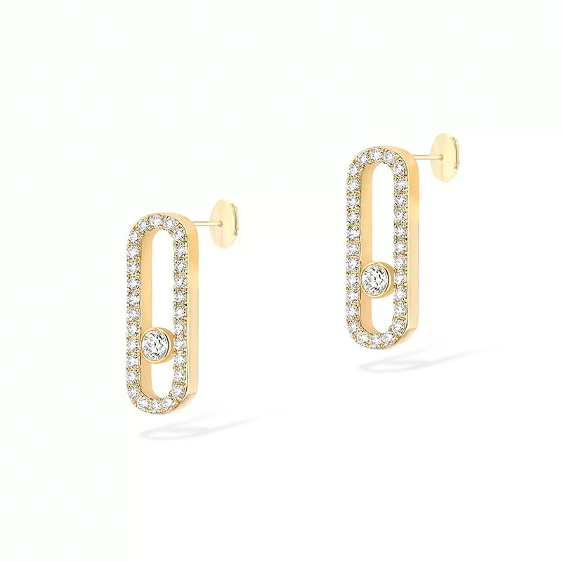 Messika Move Uno Yellow Gold Pavé Diamond Earrings