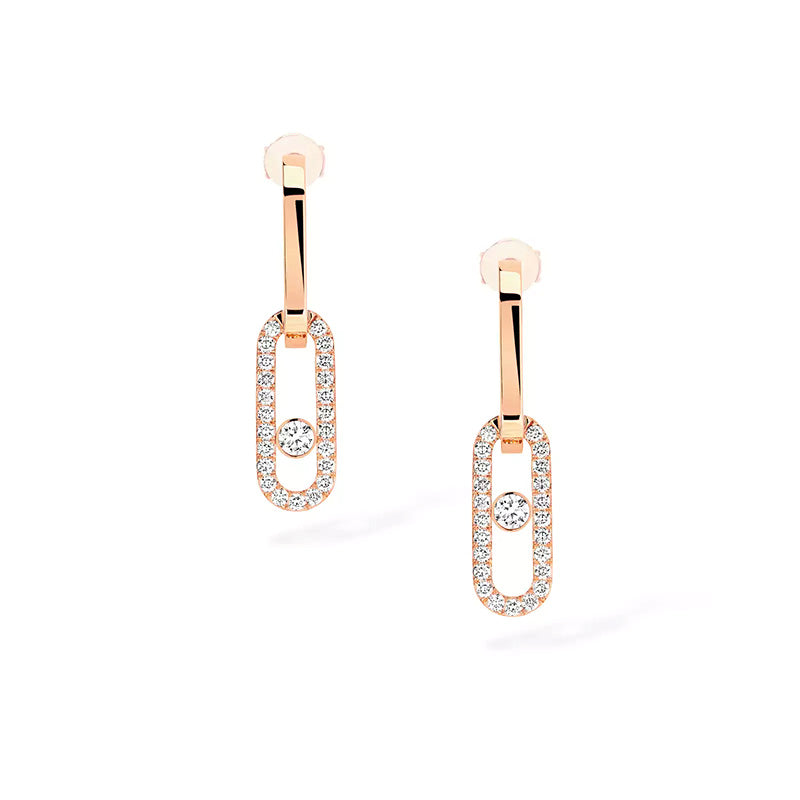 Messika Move Link Rose Gold Diamond Drop Earrings