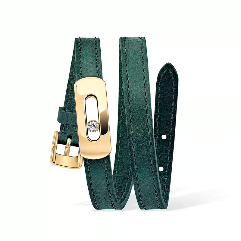 Messika My Move English Green Leather Configurable Bracelet