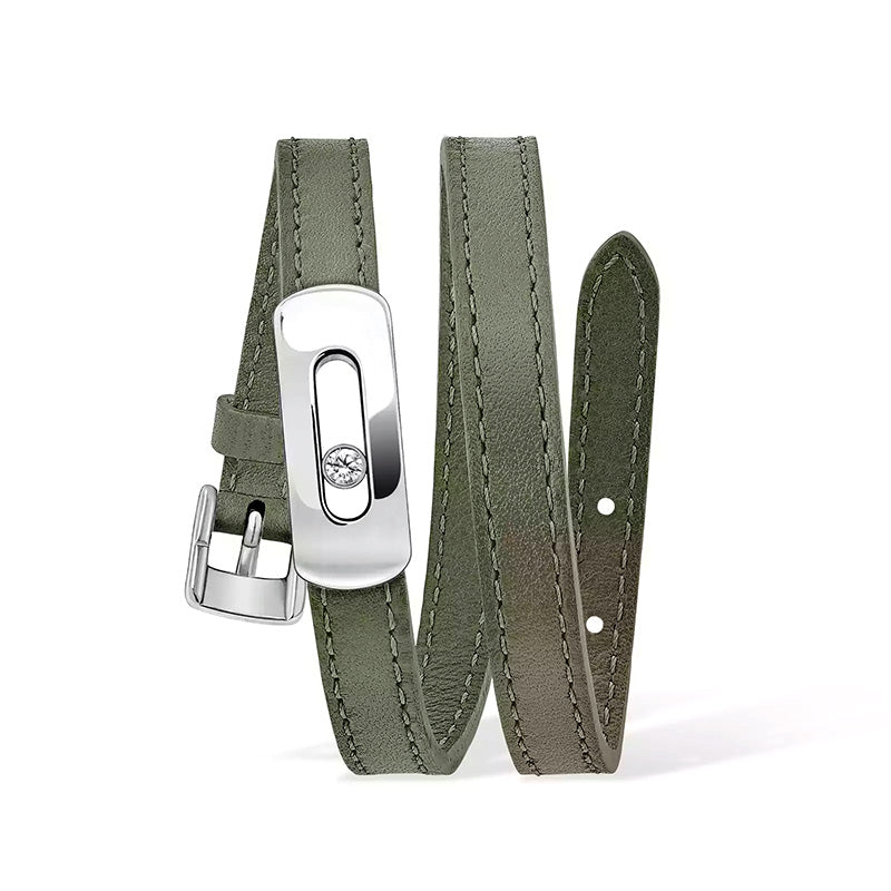 Messika My Move Olive Green Leather Configurable Bracelet