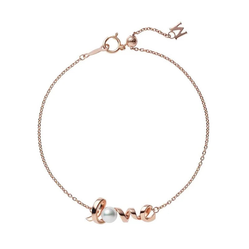 Mikimoto Rose Gold 5mm Akoya Pearl Love Bracelet