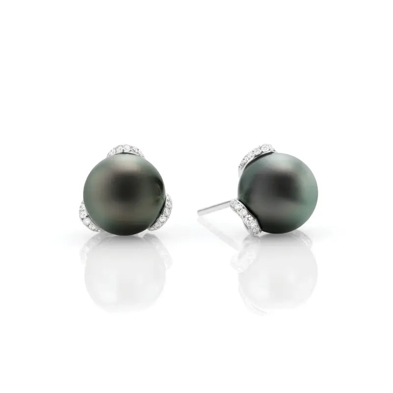 Mikimoto Embrace 10mm Pearl and Diamond Stud Earrings MIK00910 Style No MEA10157BDXW