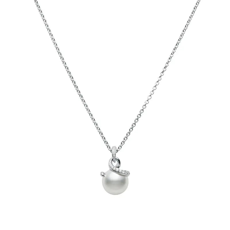 Mikimoto Twist Drop White Akoya Pearl and Diamond Pendant MIK00924 Style No PPA842NDW