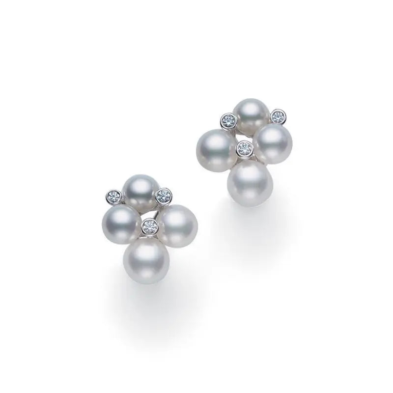 Mikimoto White Akoya Cluster Stud Earrings MIK00973 Style No MEQ10052ADXW