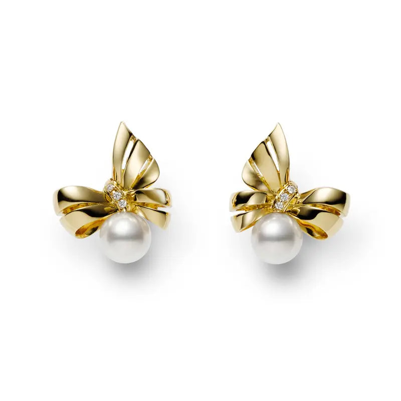 Mikimoto White Akoya Pearl Bow Earrings MIK00974 Style No MEQ10123ADXK