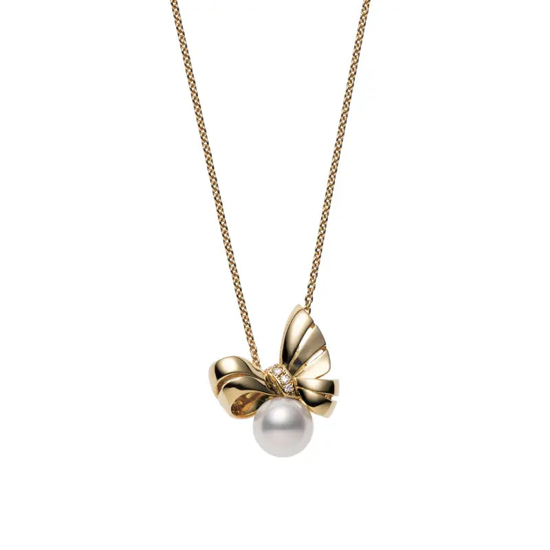 Mikimoto White Akoya Pearl Bow Pendant MIK00975 Style No MPQ10098ADXK