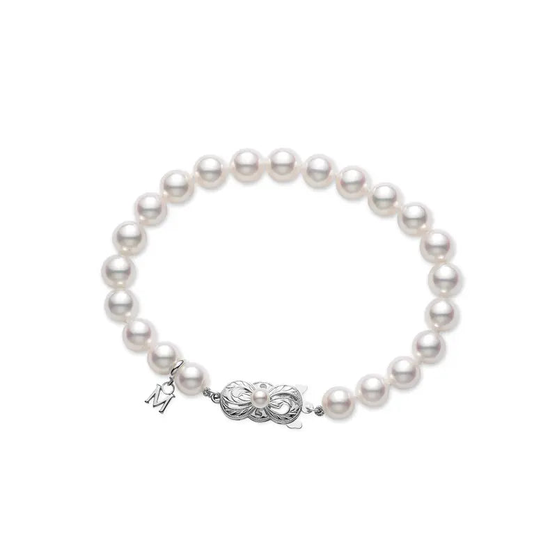 Mikimoto White Akoya Pearl Bracelet white gold clasp MIK00907 Style No UD 70107 W