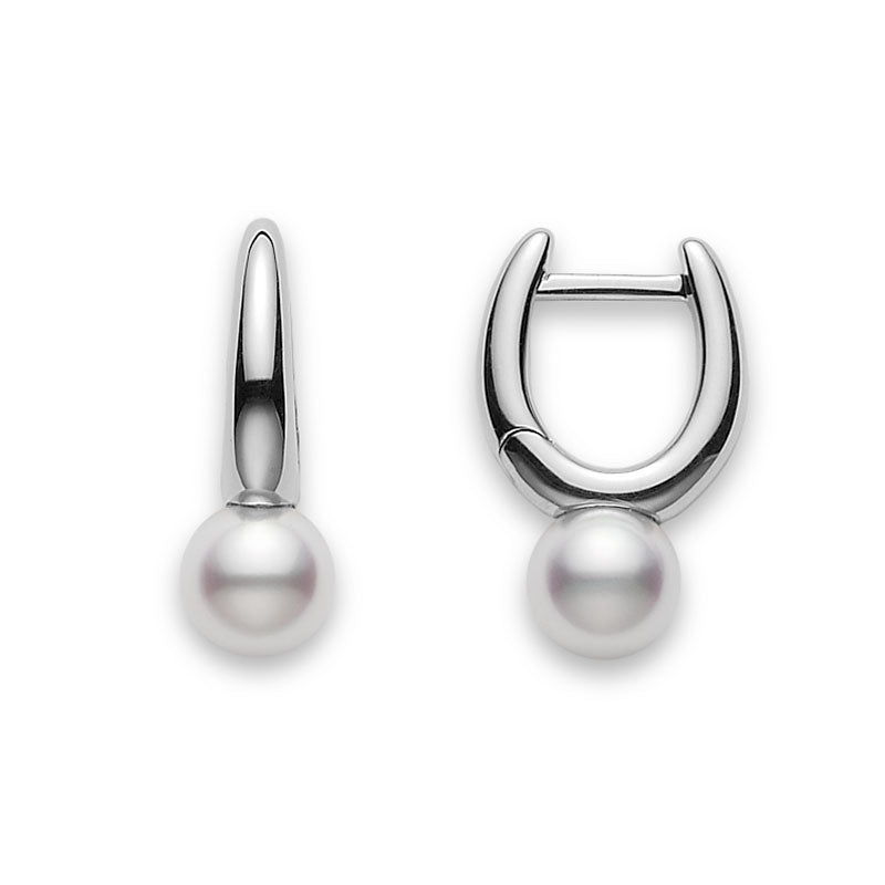 Mikimoto White Gold Classic 6.5mm Pearl Hoop Earrings