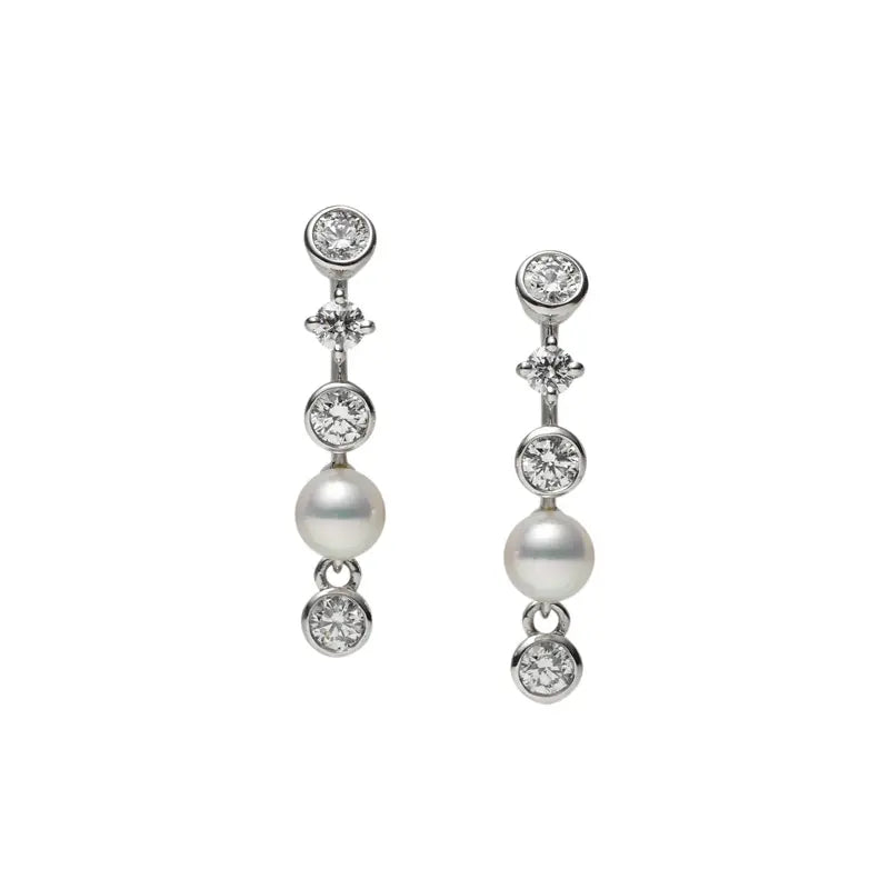 MikimotoWhite Akoya Pearl and Diamond Drop Earrings MIK00948 Style No MEQ10100ADXW