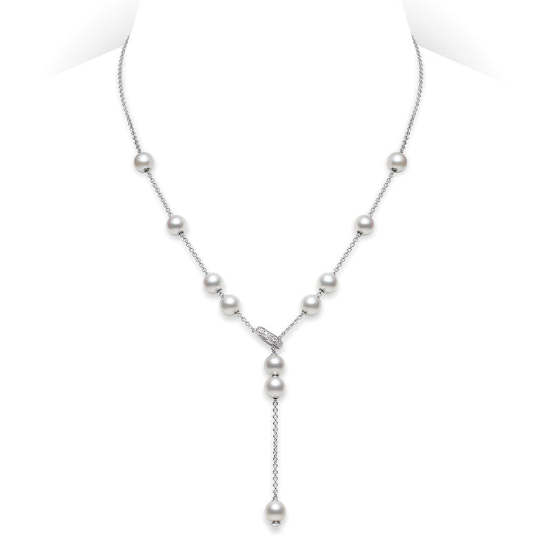 Mikimoto White Gold Pearls in Motion 7-7.5mm Akoya Pearl & Diamond Necklace