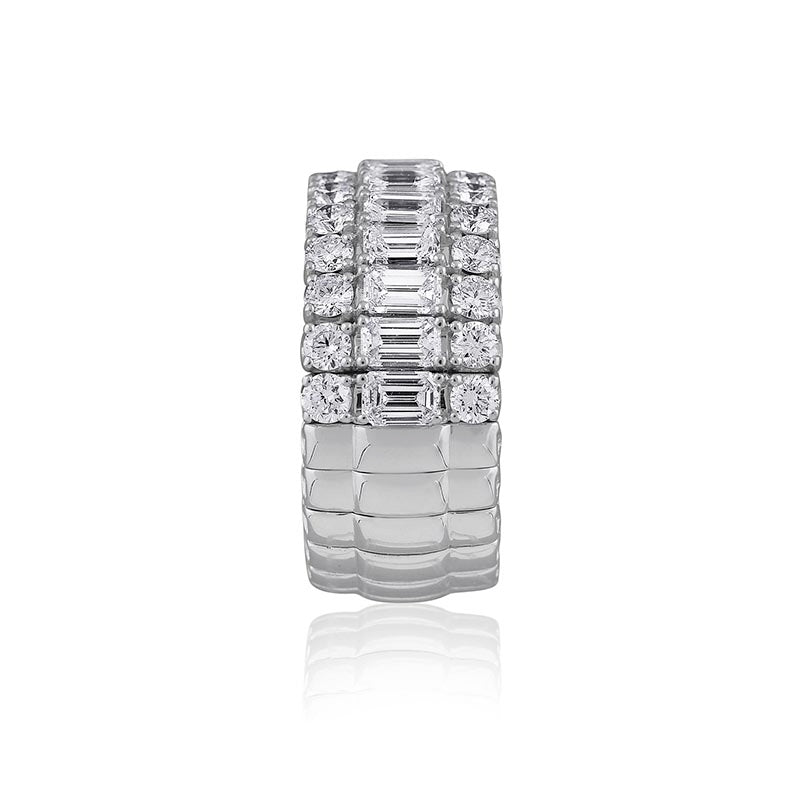 Picchiotti Xpandable ™ Platinum Emerald Cut Lover 11mm Diamond Ring