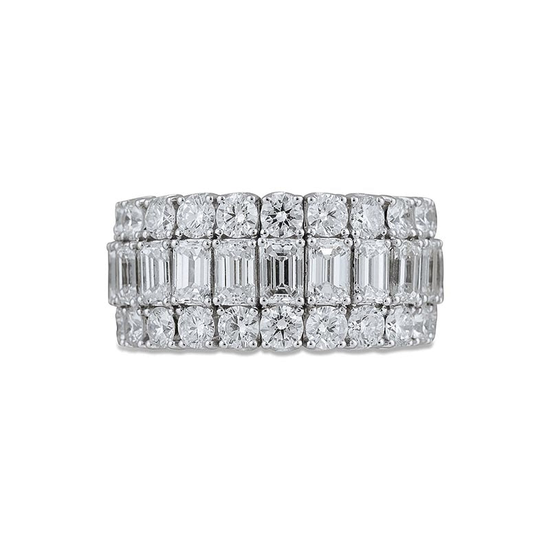 Picchiotti Xpandable ™ Platinum Emerald Cut Lover 12mm Diamond Ring