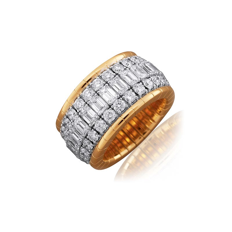 Picchiotti Xpandable ™ Yellow Gold Emerald Cut Lover 12.5mm Diamond Ring
