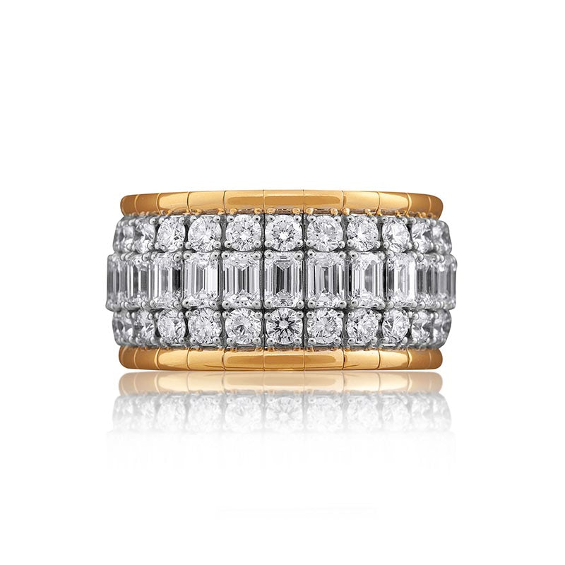 Picchiotti Xpandable ™ Yellow Gold Emerald Cut Lover 12.5mm Diamond Ring