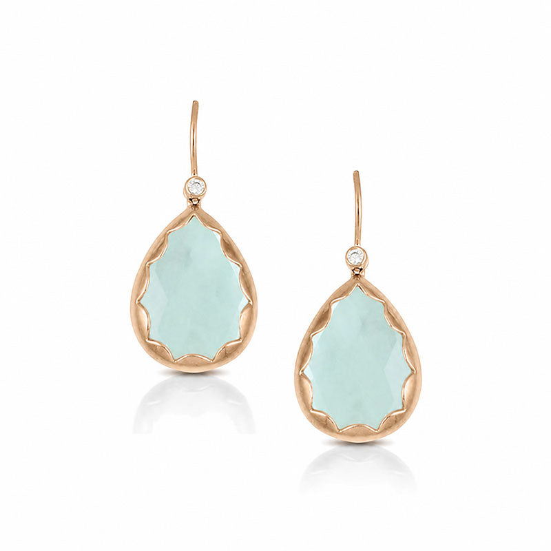 Doves Rose Gold Blue Topaz & Diamond Earrings