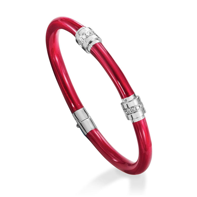 SOHO Sterling Silver and Red Enamel Bangle