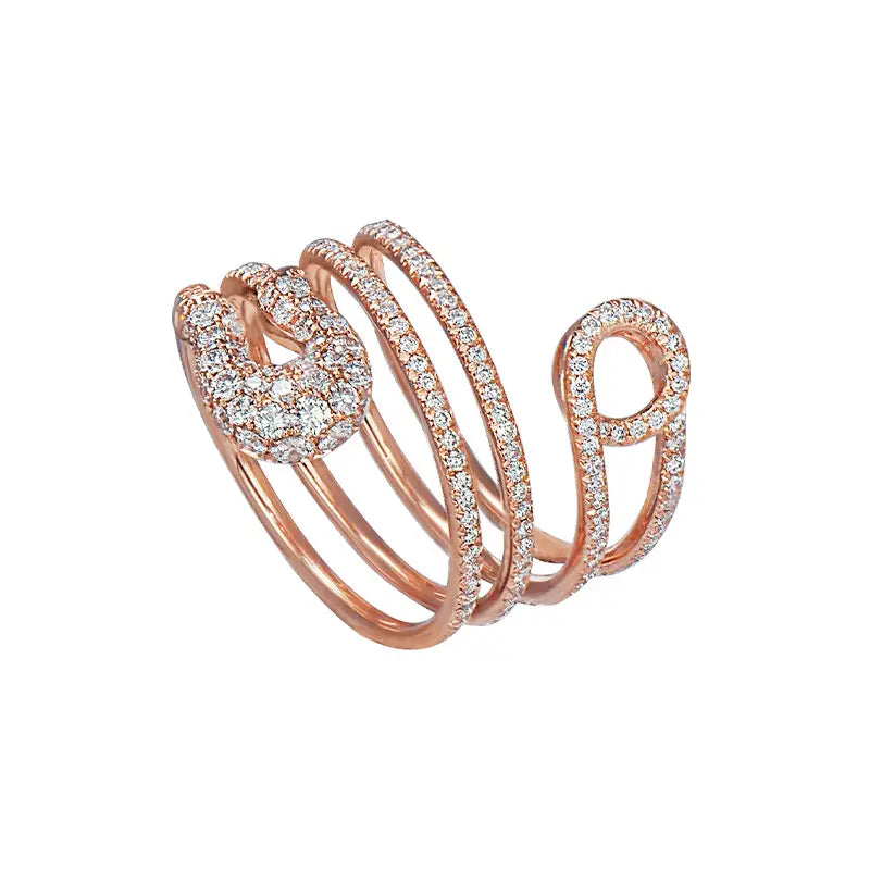 Jacob & Co. Securus Rose Gold Swirl Diamond Pavé Ring