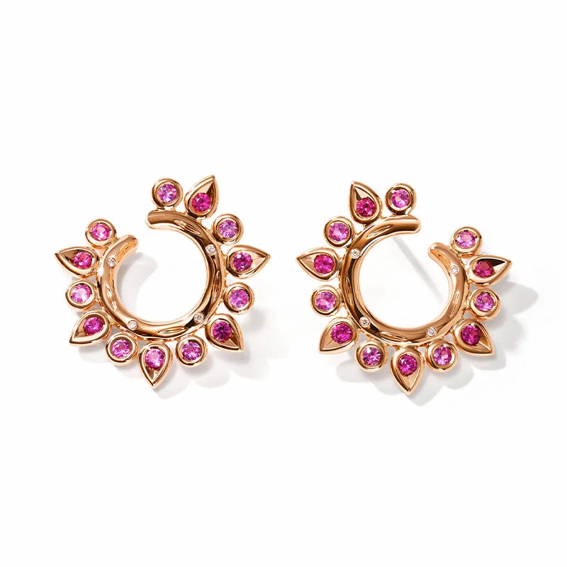 Tamara Comolli Gypsy "Blush" Sapphire & Diamond Rose Gold Hoop Earrings