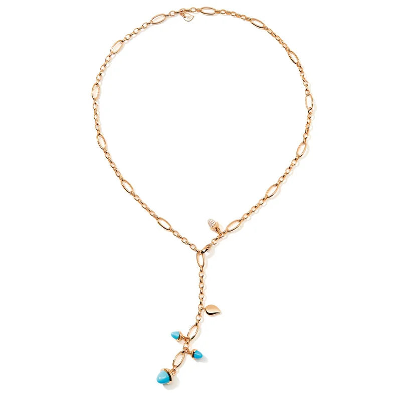 Tamara Comolli Mikado Turquoise Yellow Gold Lariat Necklace