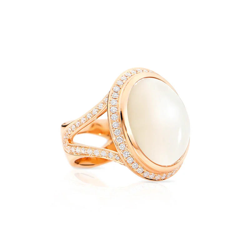 Tamara Comolli Small Cushion Moonstone & Diamond Rose Gold Ring