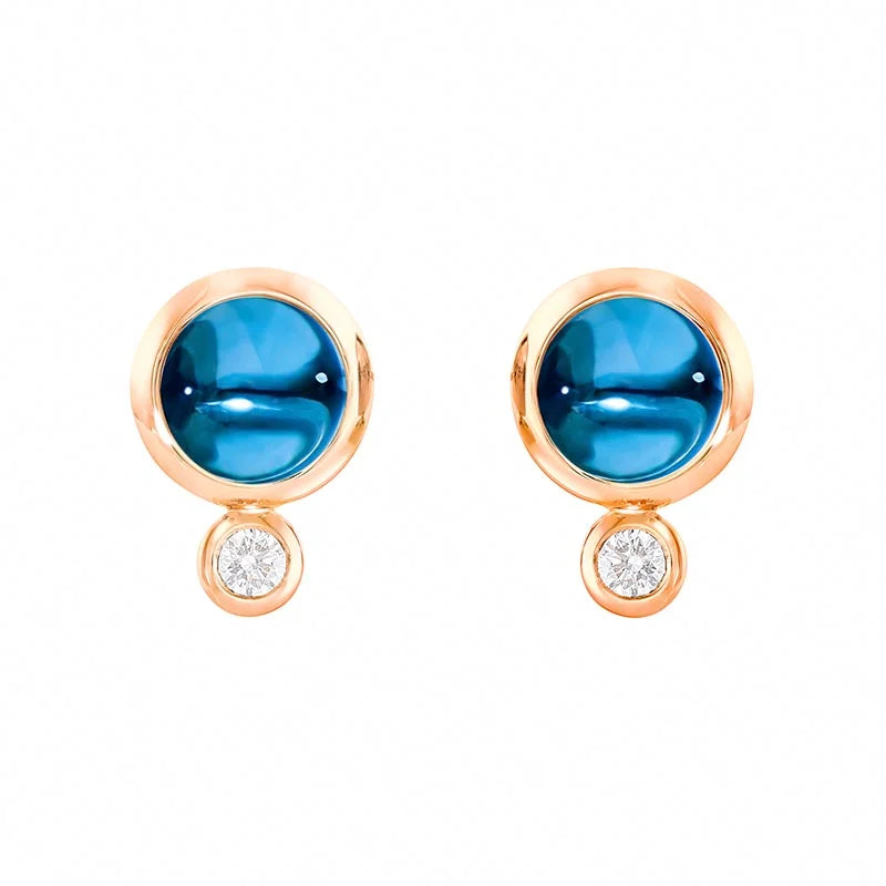 Tamara Comolli Bouton London Blue Topaz & Diamond Rose Gold Earrings