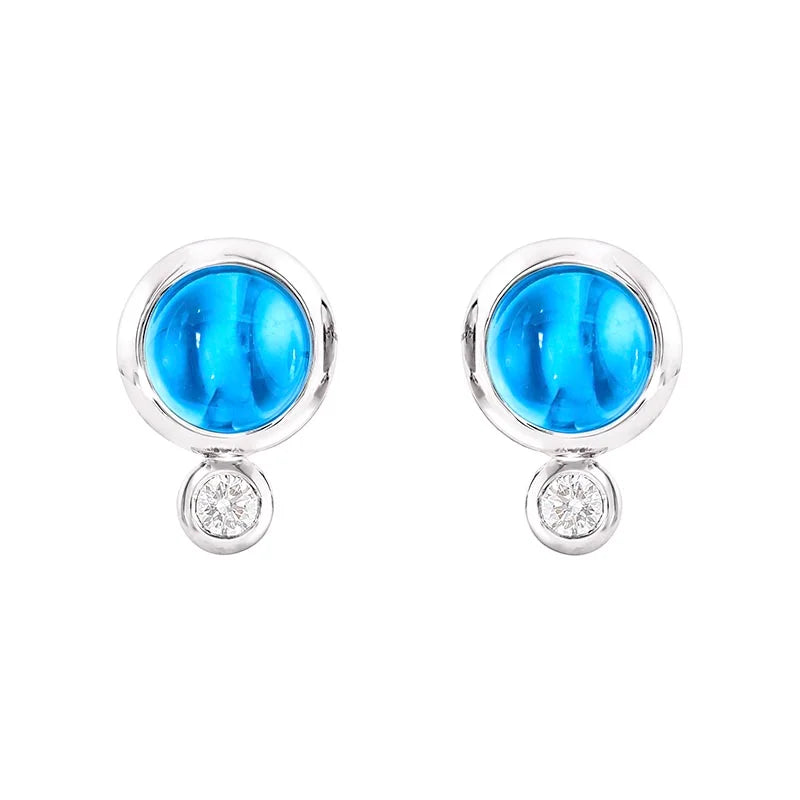 Tamara Comolli Bouton Swiss Blue Topaz & Diamond White Gold Earrings