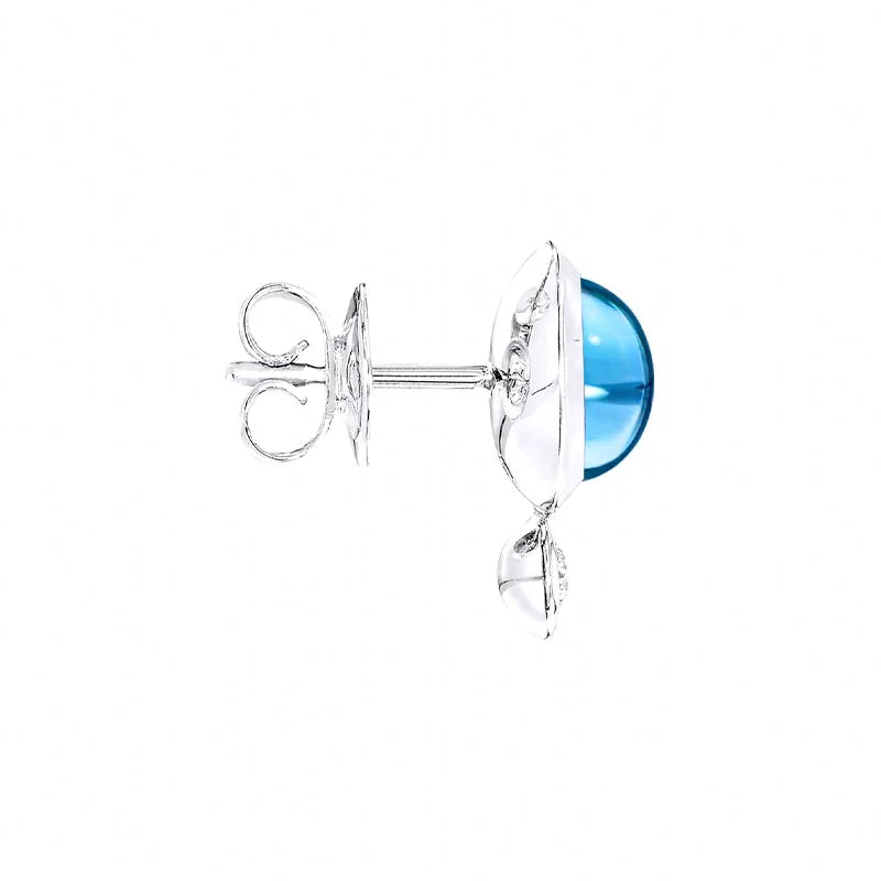 Tamara Comolli Bouton Swiss Blue Topaz & Diamond White Gold Earrings