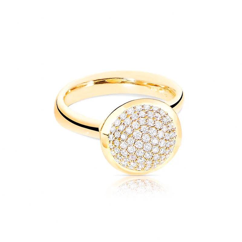 Tamara Comolli Large Bouton Yellow Gold Diamond Ring