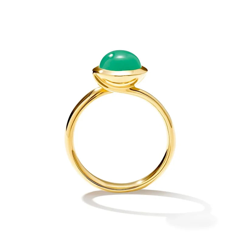 Tamara Comolli Small Bouton Chrysoprase Yellow Gold Ring