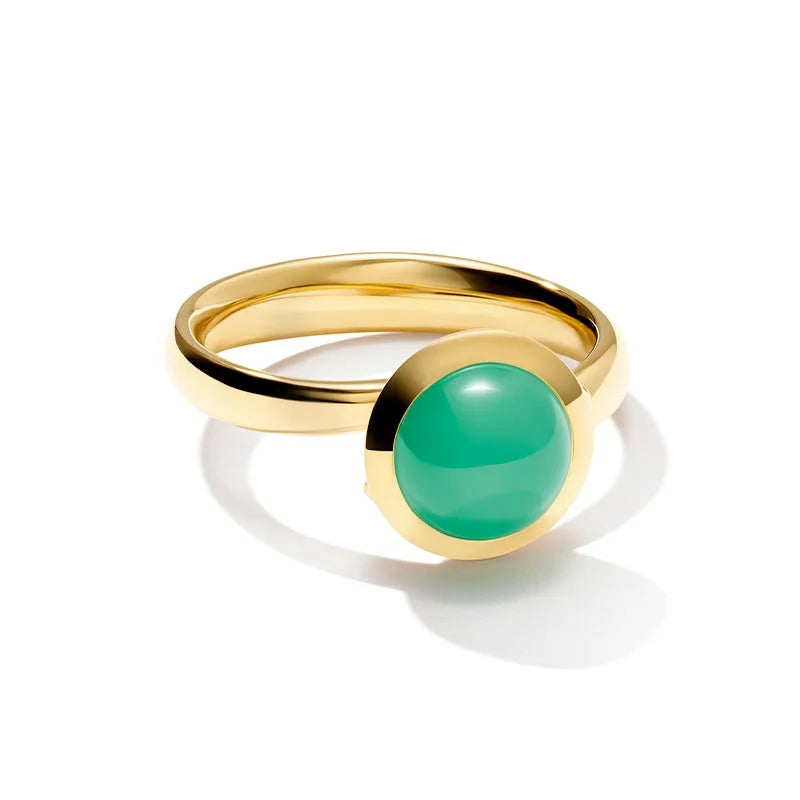 Tamara Comolli Small Bouton Chrysoprase Yellow Gold Ring