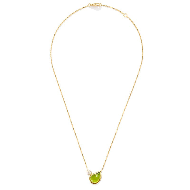 Tamara Comolli Signature 2-Drops Peridot & Pavé Diamond Yellow Gold Pendant