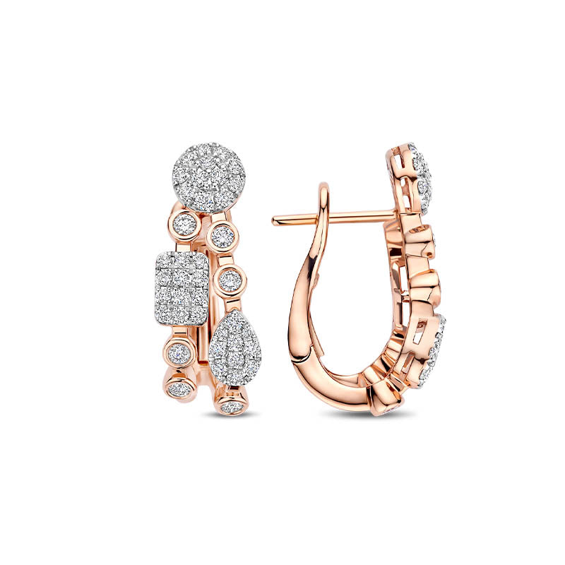 Tirisi Venice Exclusive Rose Gold Diamond Hinged Hoop Earrings