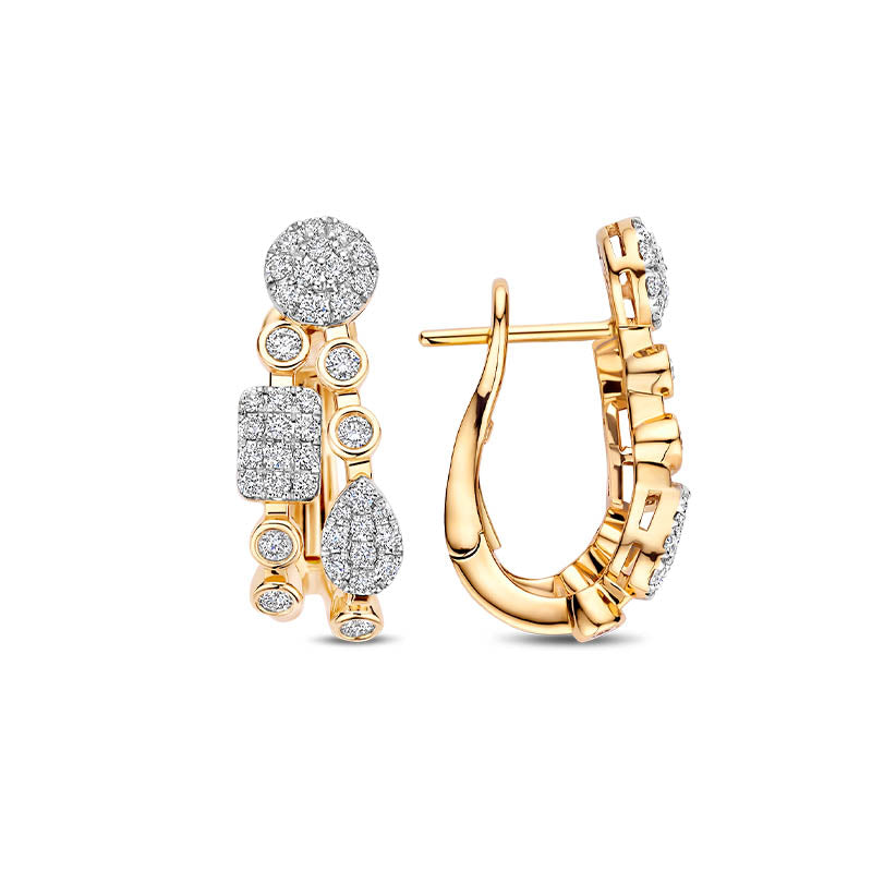 Tirisi Venice Exclusive Yellow Gold Diamond Hinged Hoop Earrings