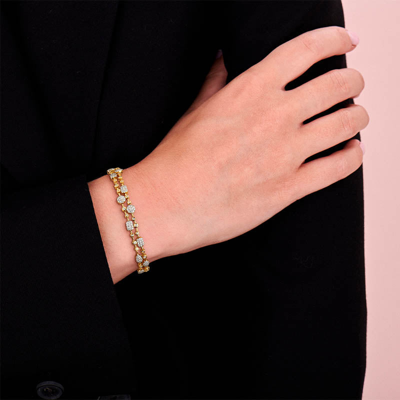 Tirisi Venice Exclusive Yellow Gold Double Layer Diamond Bracelet