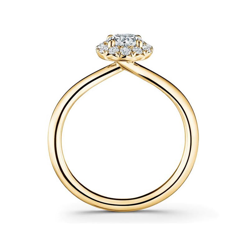 Hearts on Fire Vela 4-Prong Halo Yellow Gold 0.72ct Diamond Engagement Ring