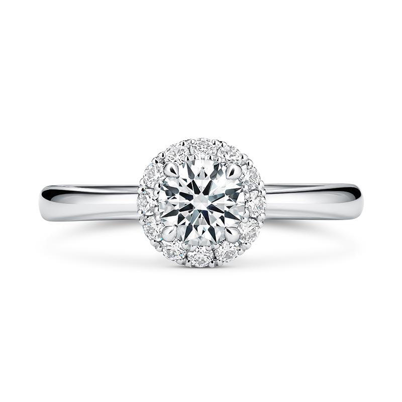 Hearts on Fire Vela 4-Prong Halo Platinum 0.74ct Diamond Engagement Ring