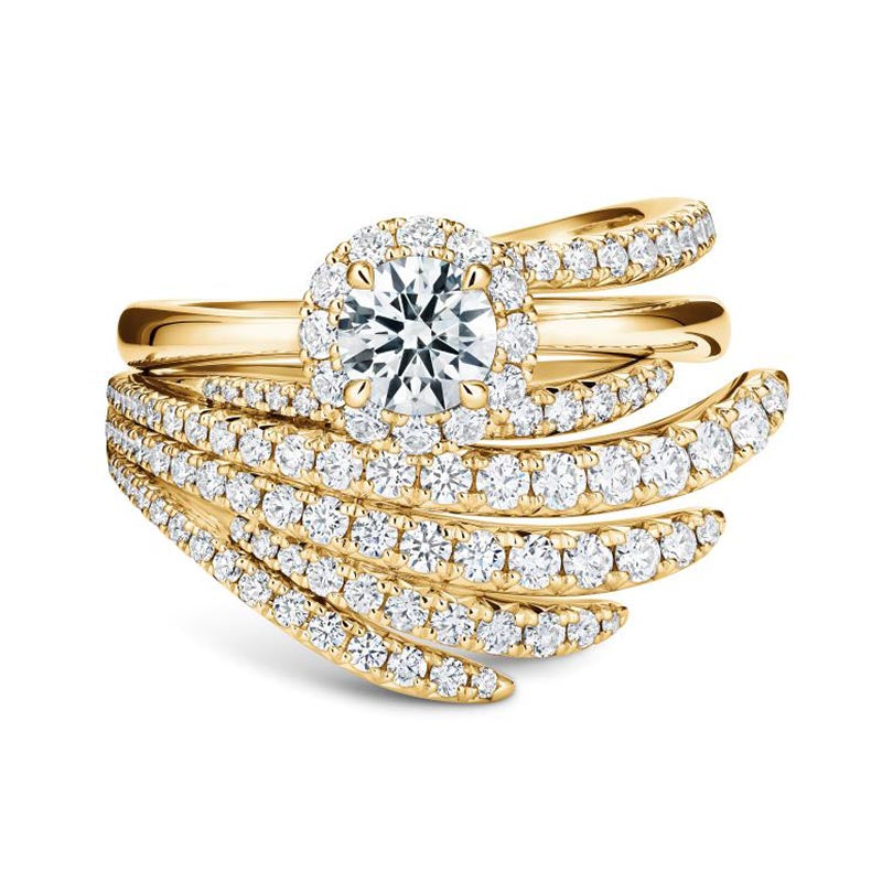 Hearts on Fire Vela 4-Prong Halo Yellow Gold 0.72ct Diamond Engagement Ring