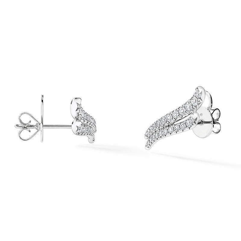 Hearts on Fire Vela White Gold French Cut Pavé Double Row Diamond Climber Earrings