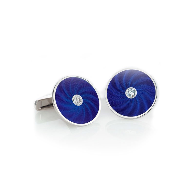 VM00135 Victor Mayer Blue Enamel Cufflinks