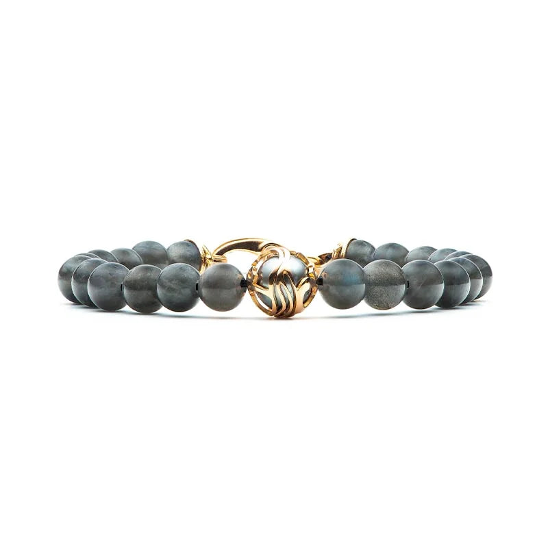 William Henry Moonlight Rose Gold Labradorite & South Sea Pearl Bracelet