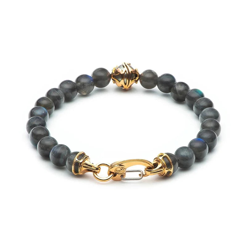 William Henry Moonlight Rose Gold Labradorite & South Sea Pearl Bracelet