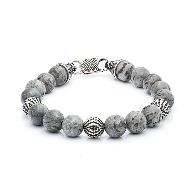 William Henry Seaside Sterling Silver & Silver Lace Agate Bracelet