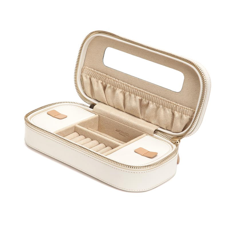 Wolf Chloe Zip Jewellery Case - Cream